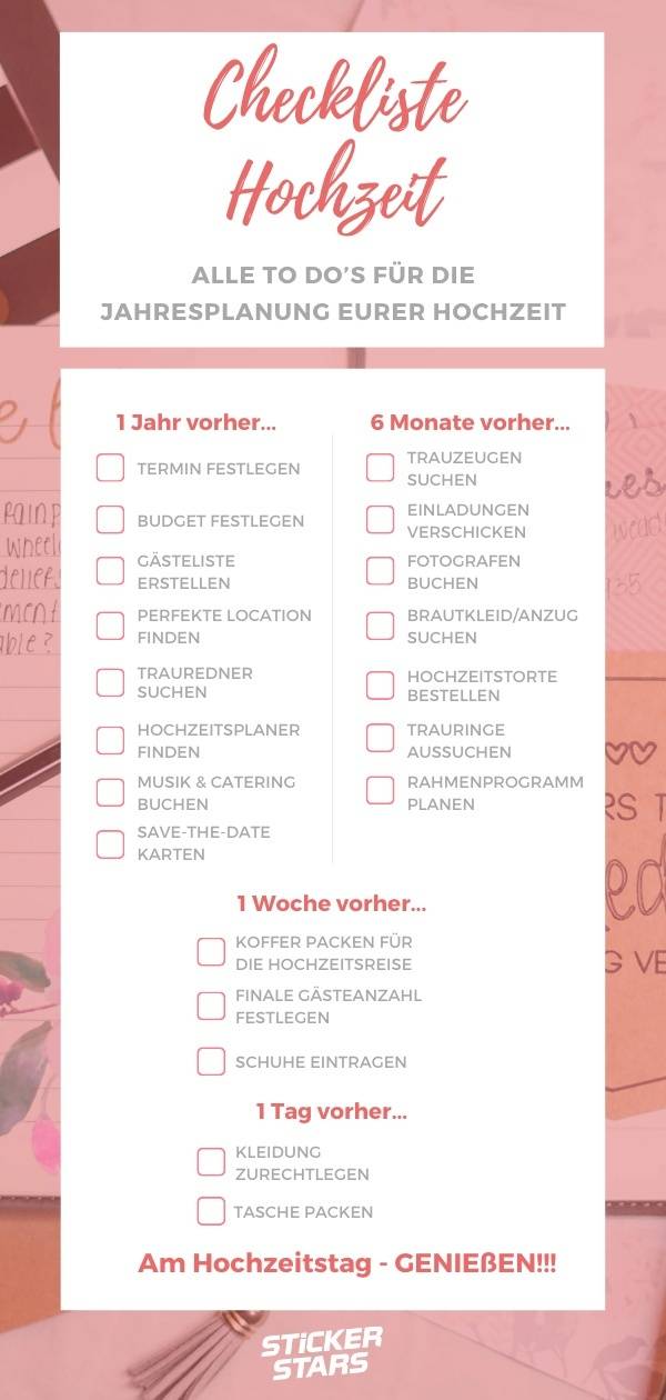 Die Checkliste für deine Hochzeit