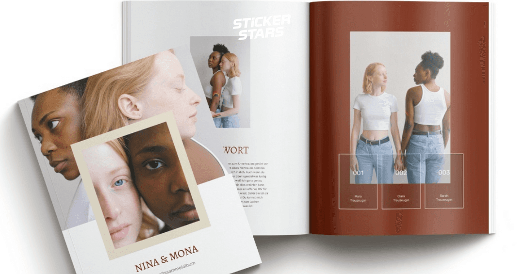 Gästebuch für Hochzeit: Ein eigenes Stickeralbum designen