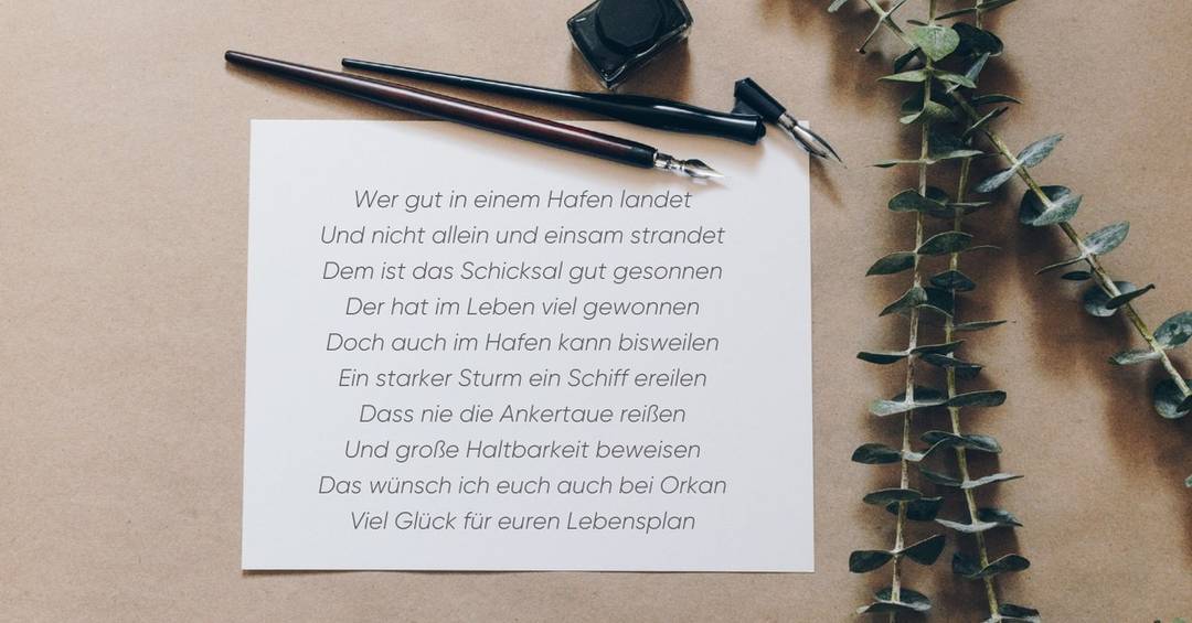Glückwünsche zur Hochzeit: Gedicht.