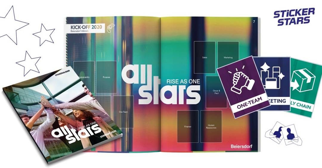 Das Beiersdorf Stickeralbum überwindet Abteilungsgrenzen