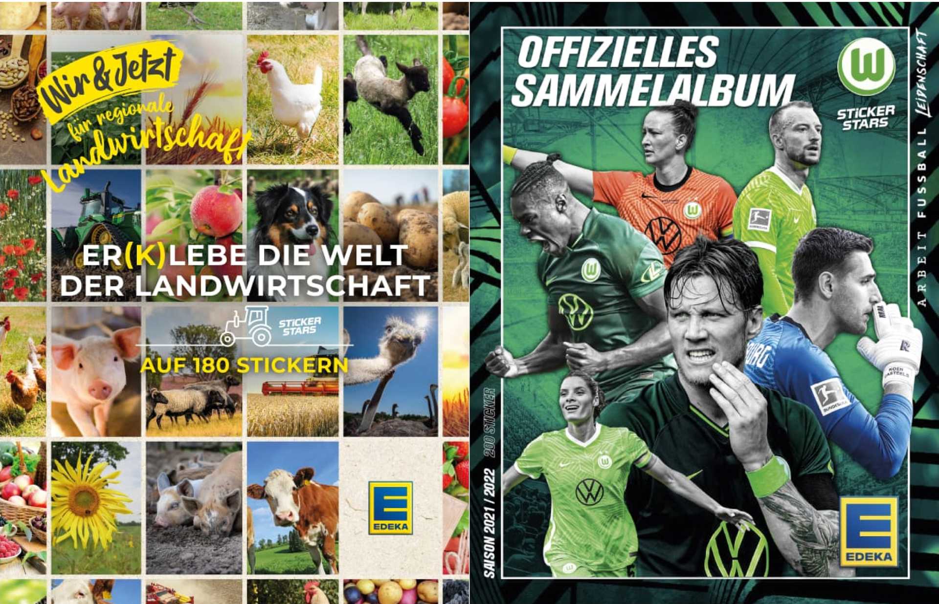 Albumcover "Er(k)lebe die Welt der Landwirtschaft" & "VfL Wolfsburg"